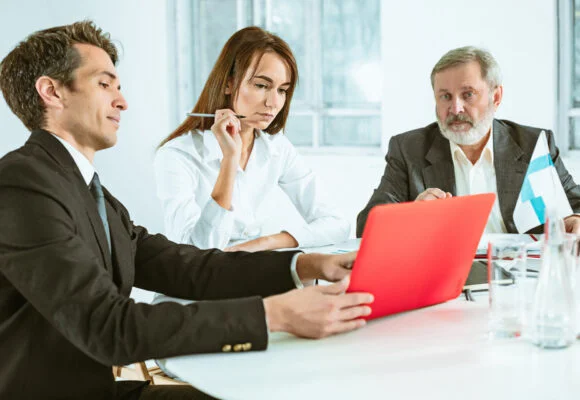 executives discussing construction in hospital