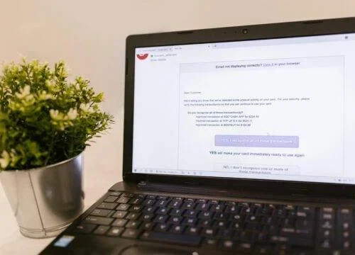 email displayed on a computer